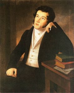 Józef Oleszkiewicz. Portret Adama Mickiewicza. 1828 m. Naudojimo teisės: PD. Iliustracija iš Vikipedijos