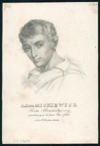 Józef Szymon Kurowski. Adam Mickiewicz: Poeta Romantyczny urodzony w Litwie ro. 1798. 1828 m.. Biblioteka Narodowa. Naudojimo teisės: PD. Iliustracija iš Polona