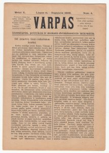 Literatūros, politikos ir mokslo žurnalas „Varpas“ 1898 m. Nr. 4. Panevėžio kraštotyros muziejus. Naudojimo teisės: CC BY-NC-ND. Iliustracija iš Europeanos