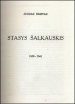 Eretas, Juozas. Stasys Šalkauskis, 1886–1941. – Brooklyn, 1960. Antraštinis puslapis